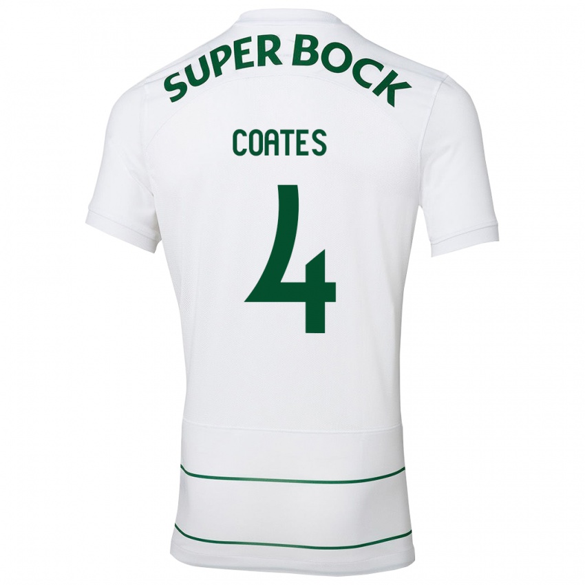 Kvinder Sebastian Coates #4 Hvid Udebane Spillertrøjer 2023/24 Trøje T-Shirt