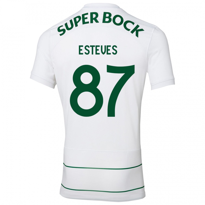 Kvinder Goncalo Esteves #87 Hvid Udebane Spillertrøjer 2023/24 Trøje T-Shirt