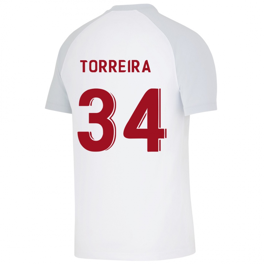 Kvinder Lucas Torreira #34 Hvid Udebane Spillertrøjer 2023/24 Trøje T-Shirt