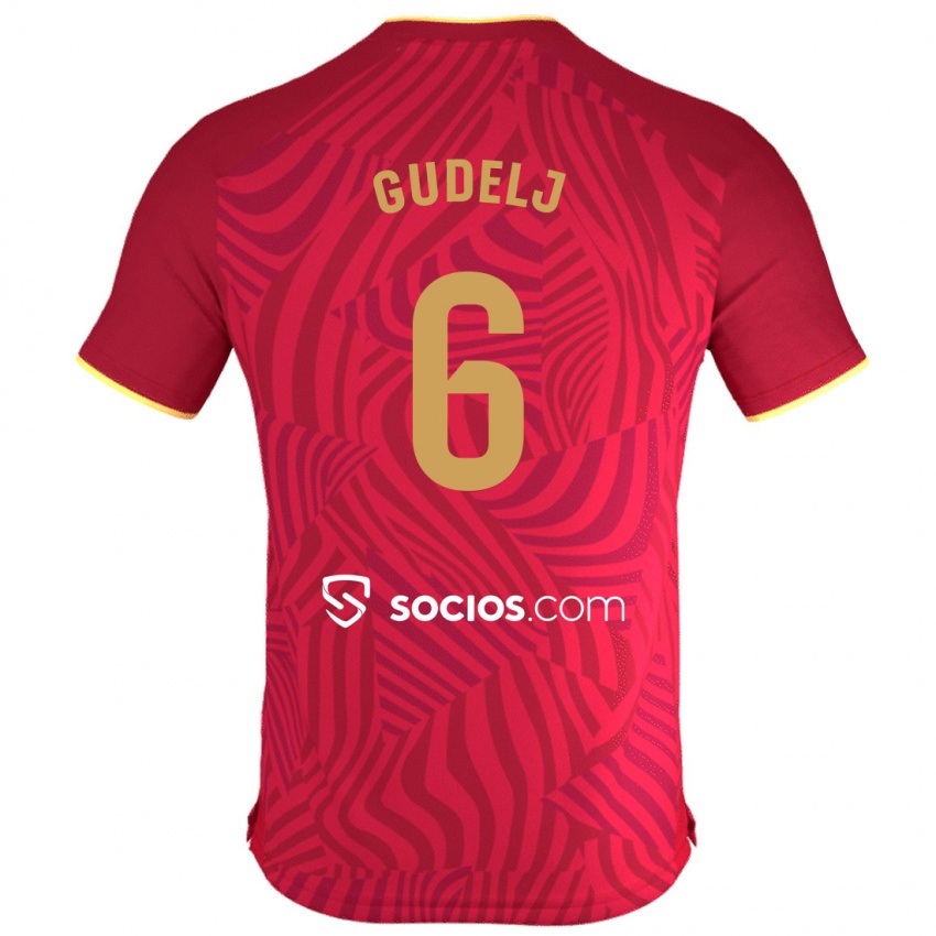Kvinder Nemanja Gudelj #6 Rød Udebane Spillertrøjer 2023/24 Trøje T-Shirt