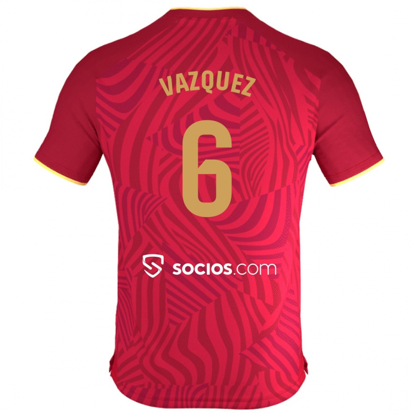 Kvinder Manolo Vazquez #6 Rød Udebane Spillertrøjer 2023/24 Trøje T-Shirt