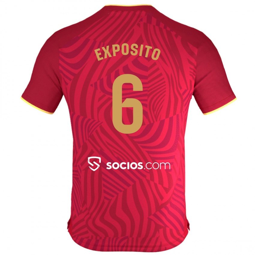 Kvinder Marcelo Exposito #6 Rød Udebane Spillertrøjer 2023/24 Trøje T-Shirt