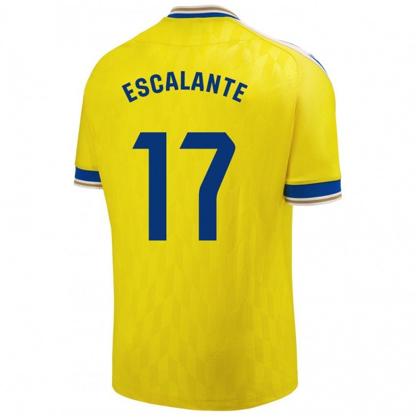 Børn Gonzalo Escalante #17 Gul Hjemmebane Spillertrøjer 2023/24 Trøje T-Shirt