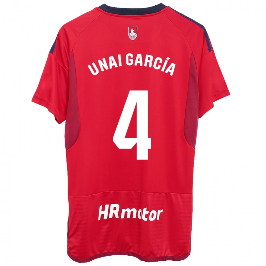 Børn Unai García #4 Rød Hjemmebane Spillertrøjer 2023/24 Trøje T-Shirt