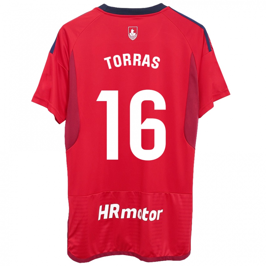 Børn Mar Torrás De Fortuny #16 Rød Hjemmebane Spillertrøjer 2023/24 Trøje T-Shirt