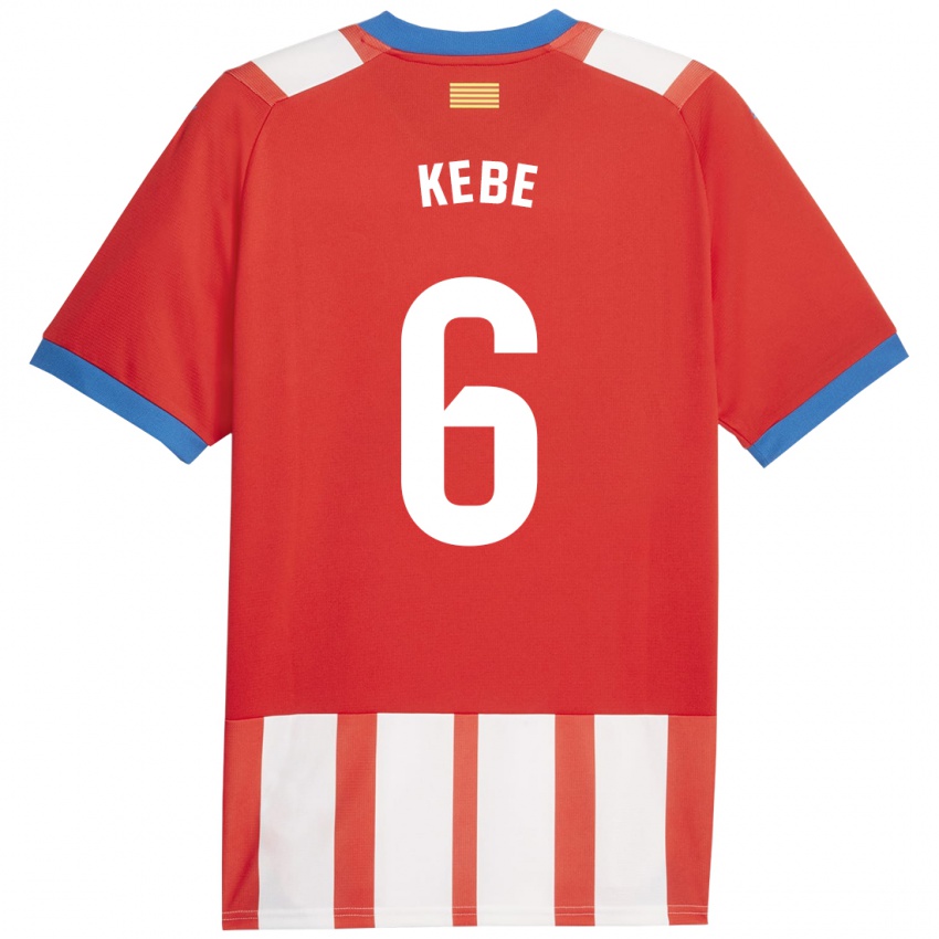 Børn Ibrahima Kébé #6 Rød Hvid Hjemmebane Spillertrøjer 2023/24 Trøje T-Shirt