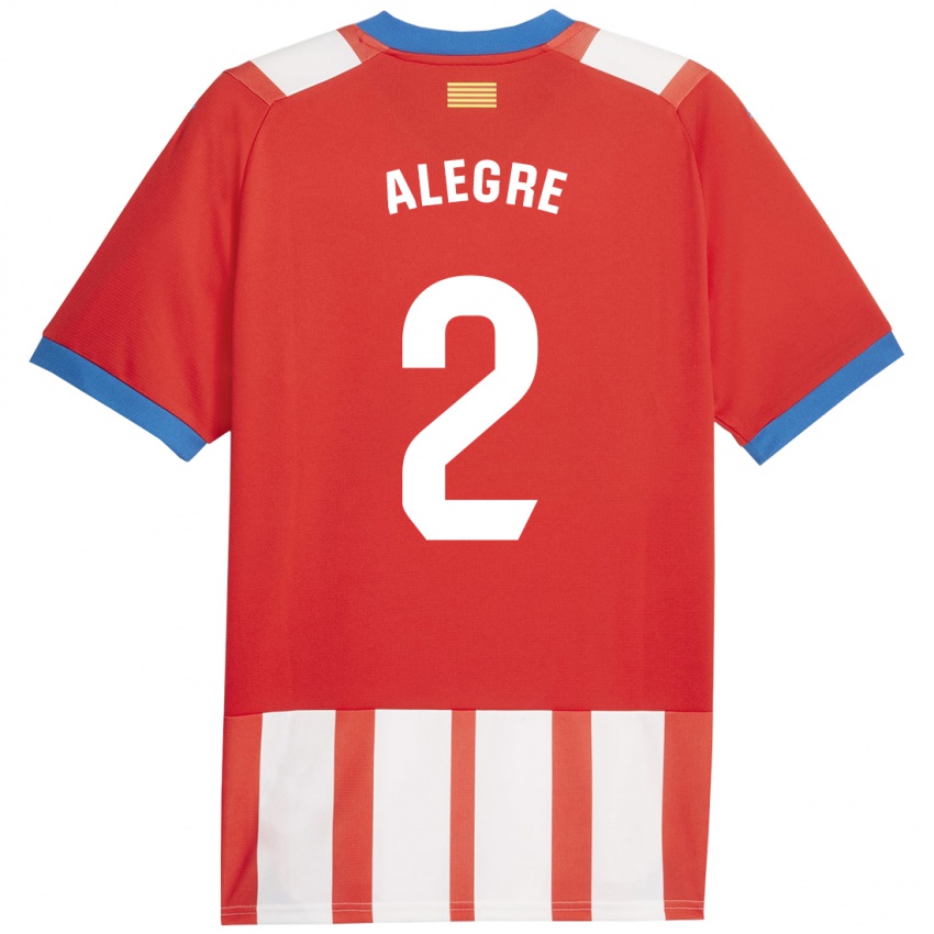 Børn Marc Alegre #2 Rød Hvid Hjemmebane Spillertrøjer 2023/24 Trøje T-Shirt