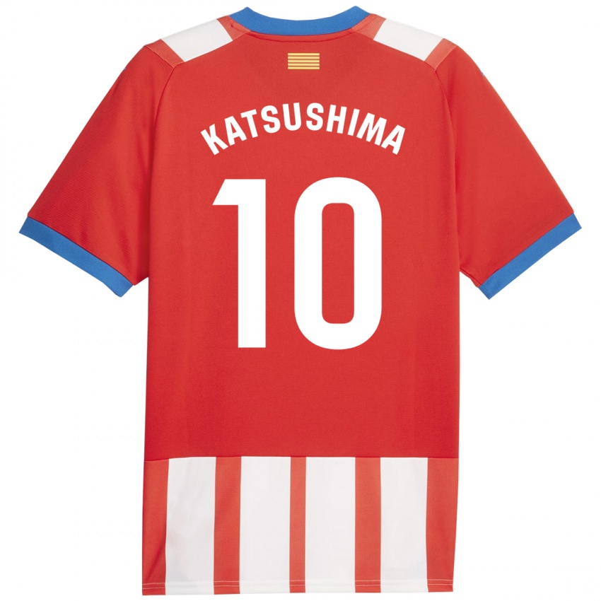 Børn Shinnosuke Katsushima #10 Rød Hvid Hjemmebane Spillertrøjer 2023/24 Trøje T-Shirt