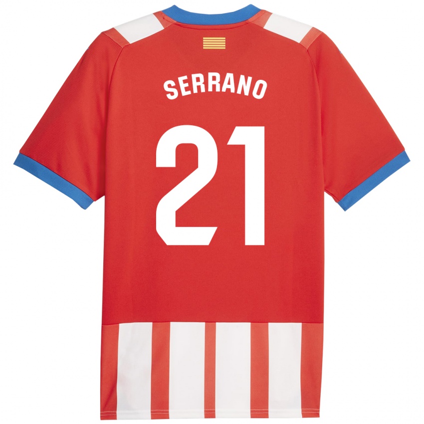 Børn Ot Serrano #21 Rød Hvid Hjemmebane Spillertrøjer 2023/24 Trøje T-Shirt