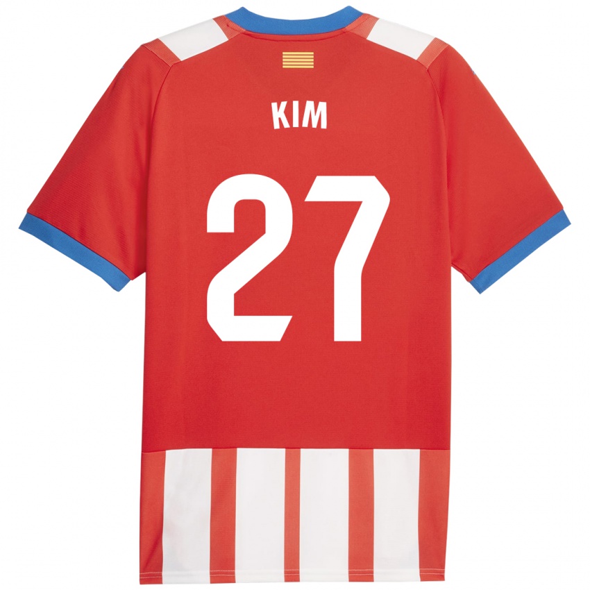 Børn Min-Su Kim #27 Rød Hvid Hjemmebane Spillertrøjer 2023/24 Trøje T-Shirt