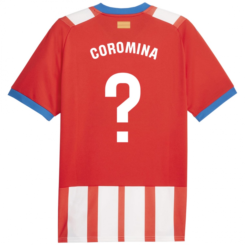 Børn Arnau Coromina #0 Rød Hvid Hjemmebane Spillertrøjer 2023/24 Trøje T-Shirt