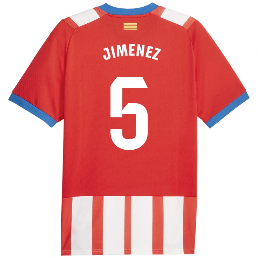 Børn Ángela Jiménez #5 Rød Hvid Hjemmebane Spillertrøjer 2023/24 Trøje T-Shirt