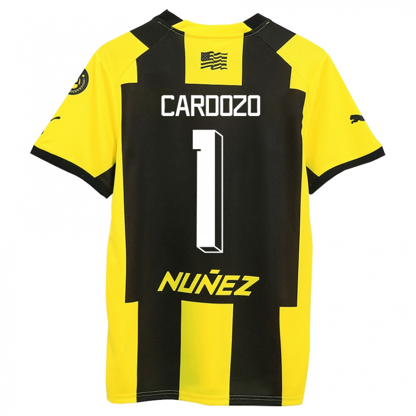 Børn Thiago Cardozo #1 Gul Sort Hjemmebane Spillertrøjer 2023/24 Trøje T-Shirt