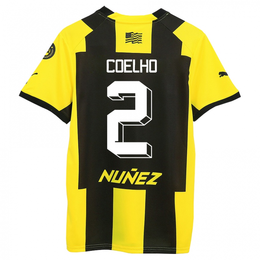Børn Léo Coelho #2 Gul Sort Hjemmebane Spillertrøjer 2023/24 Trøje T-Shirt