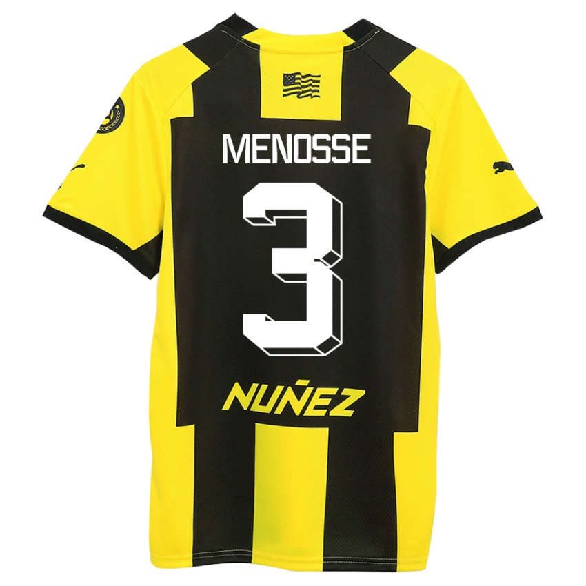 Børn Hernán Menosse #3 Gul Sort Hjemmebane Spillertrøjer 2023/24 Trøje T-Shirt