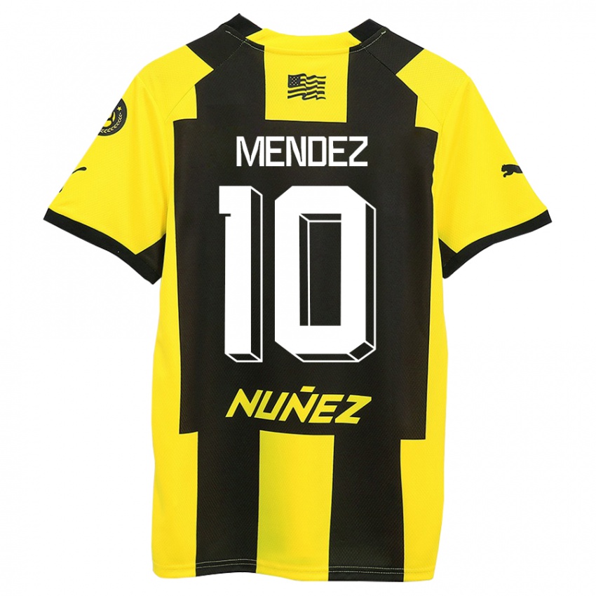 Børn Kevin Méndez #10 Gul Sort Hjemmebane Spillertrøjer 2023/24 Trøje T-Shirt