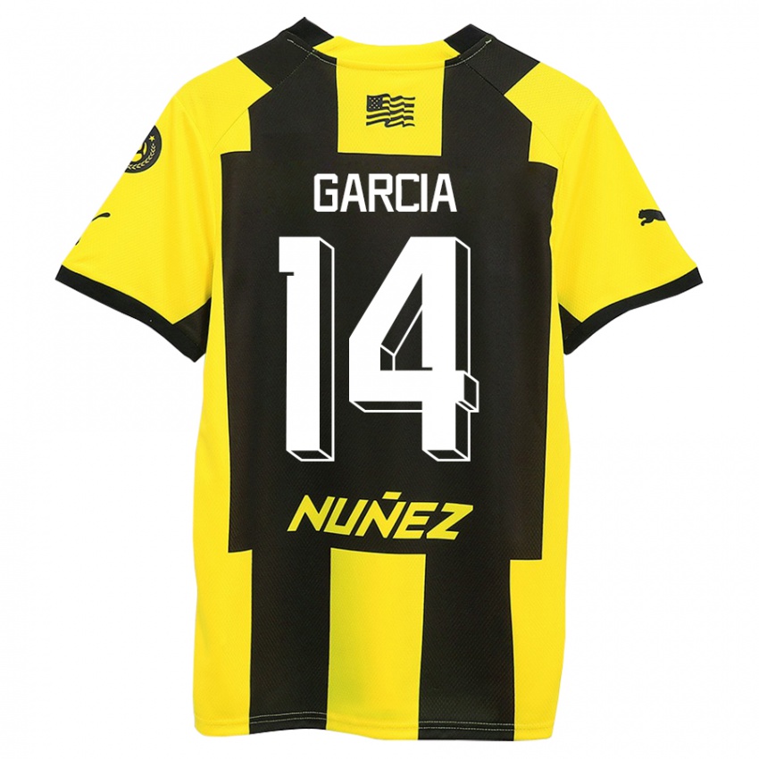 Børn Damián García #14 Gul Sort Hjemmebane Spillertrøjer 2023/24 Trøje T-Shirt