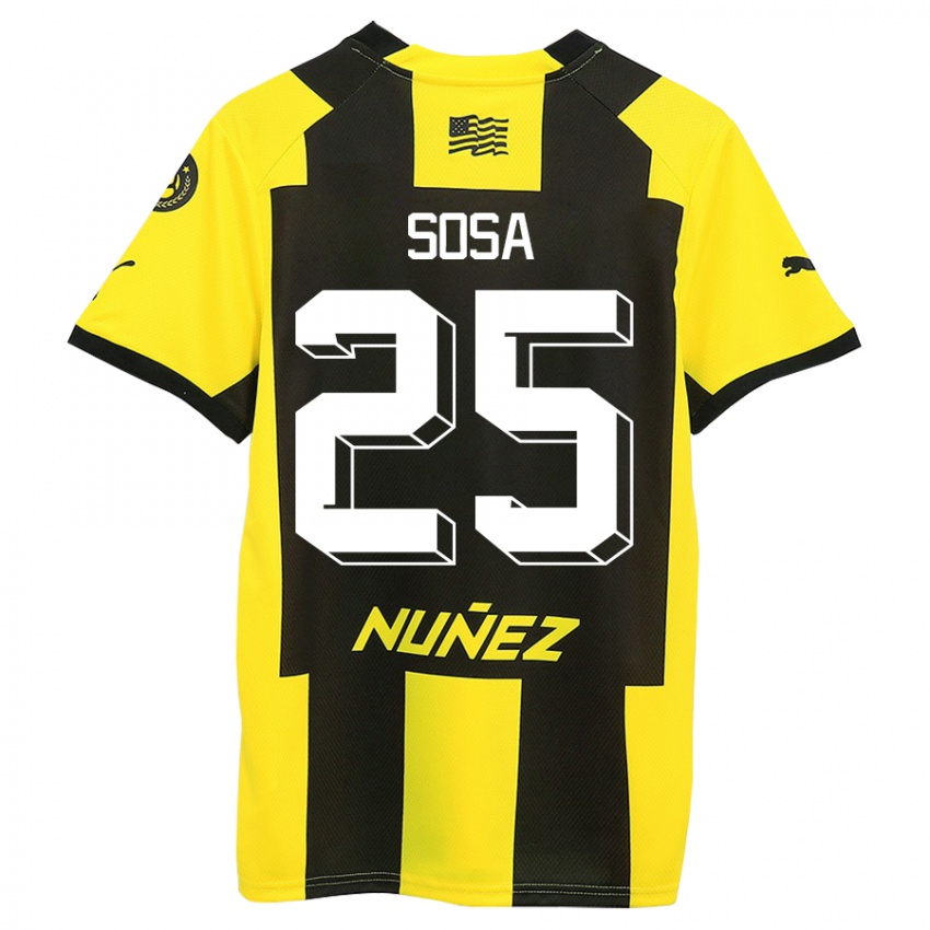 Børn Ignacio Sosa #25 Gul Sort Hjemmebane Spillertrøjer 2023/24 Trøje T-Shirt