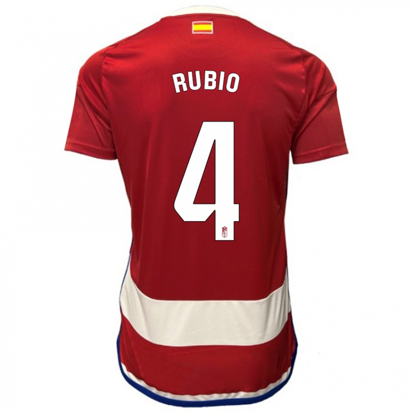 Børn Miguel Rubio #4 Rød Hjemmebane Spillertrøjer 2023/24 Trøje T-Shirt