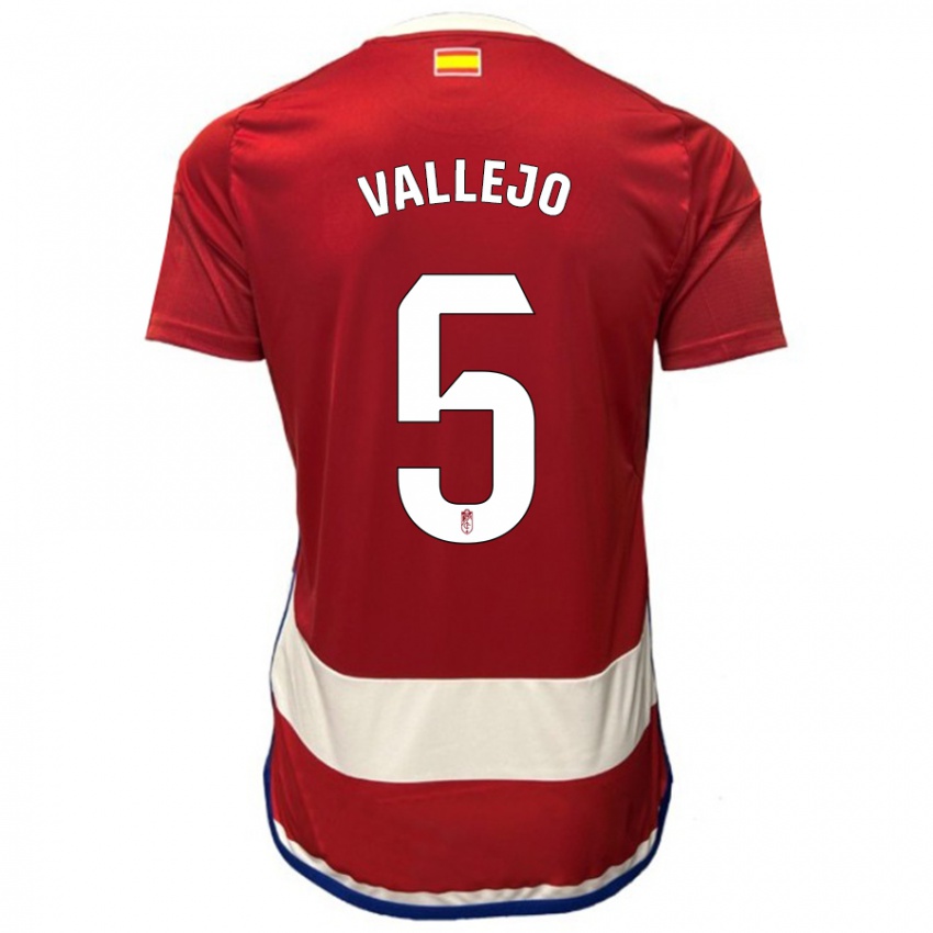 Børn Jesus Vallejo #5 Rød Hjemmebane Spillertrøjer 2023/24 Trøje T-Shirt