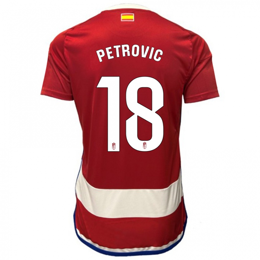 Børn Njegos Petrovic #18 Rød Hjemmebane Spillertrøjer 2023/24 Trøje T-Shirt