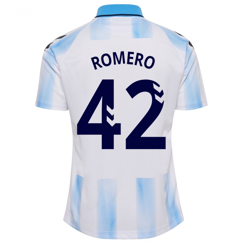 Børn Andrea Romero #42 Hvid Blå Hjemmebane Spillertrøjer 2023/24 Trøje T-Shirt