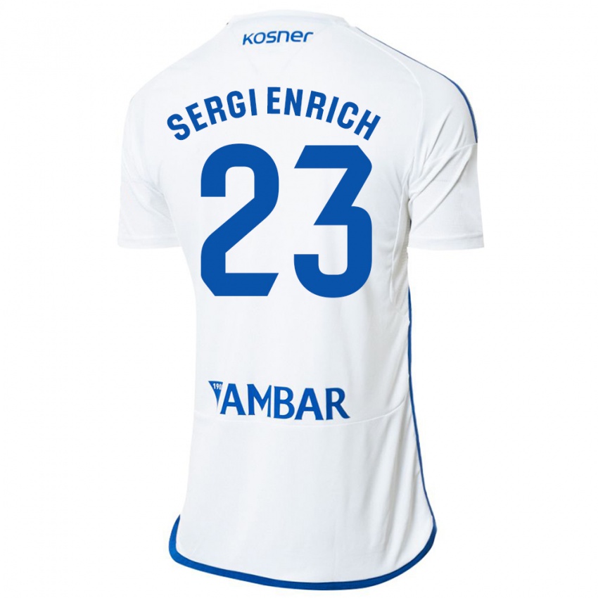 Børn Sergi Enrich #23 Hvid Hjemmebane Spillertrøjer 2023/24 Trøje T-Shirt