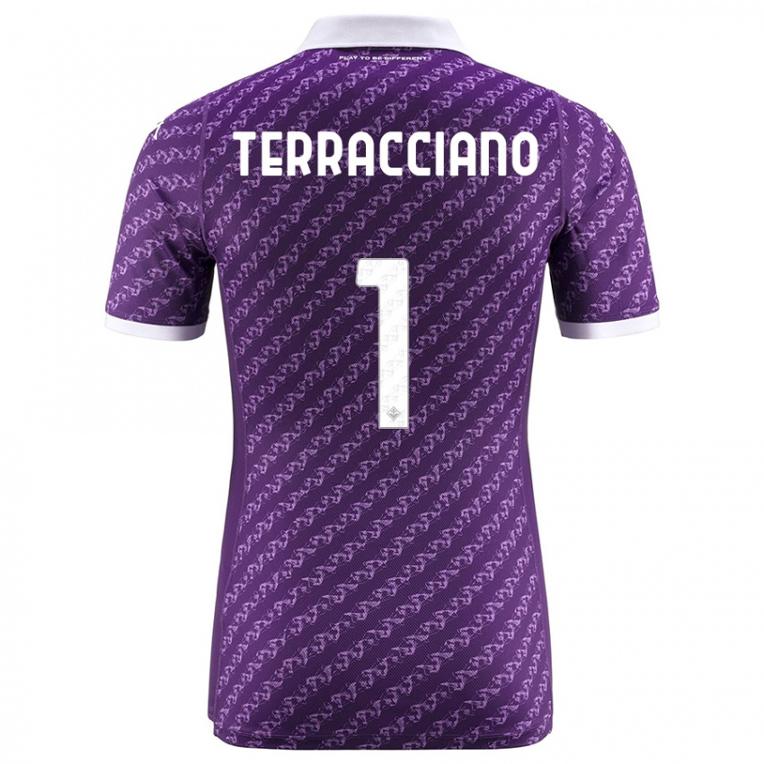 Børn Pietro Terracciano #1 Viol Hjemmebane Spillertrøjer 2023/24 Trøje T-Shirt