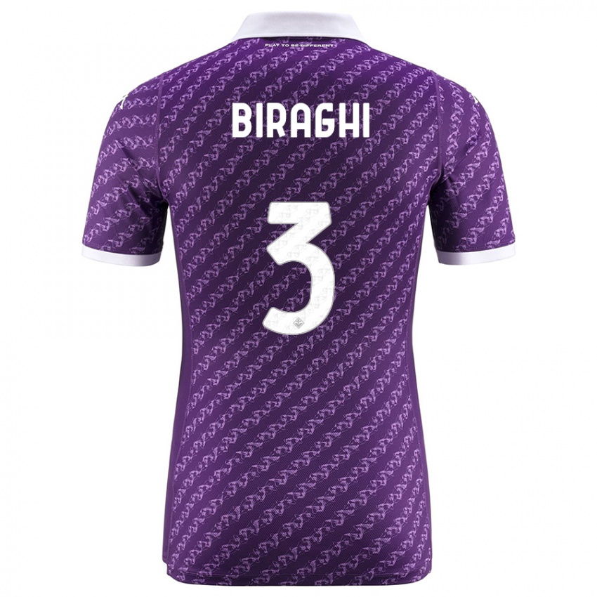 Børn Cristiano Biraghi #3 Viol Hjemmebane Spillertrøjer 2023/24 Trøje T-Shirt