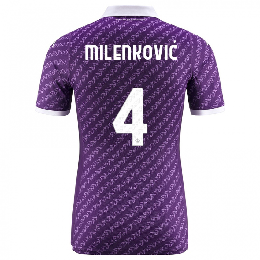 Børn Nikola Milenković #4 Viol Hjemmebane Spillertrøjer 2023/24 Trøje T-Shirt