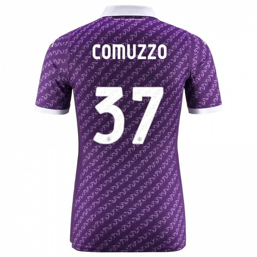 Børn Pietro Comuzzo #37 Viol Hjemmebane Spillertrøjer 2023/24 Trøje T-Shirt