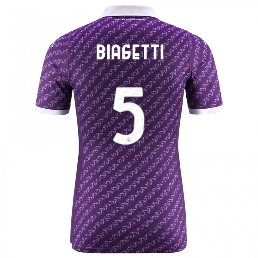 Børn Christian Biagetti #5 Viol Hjemmebane Spillertrøjer 2023/24 Trøje T-Shirt