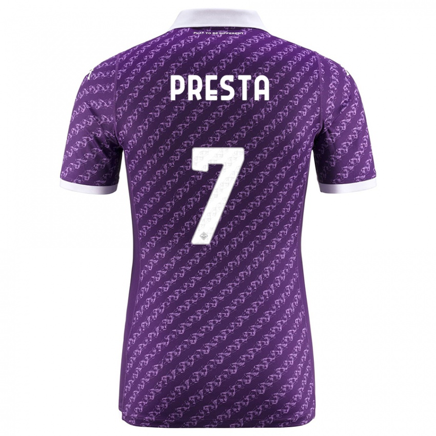 Børn Francesco Presta #7 Viol Hjemmebane Spillertrøjer 2023/24 Trøje T-Shirt