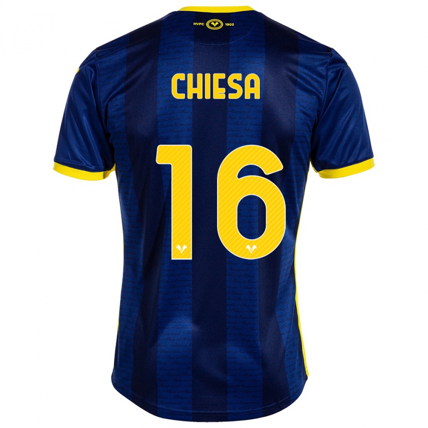 Børn Mattia Chiesa #16 Flåde Hjemmebane Spillertrøjer 2023/24 Trøje T-Shirt