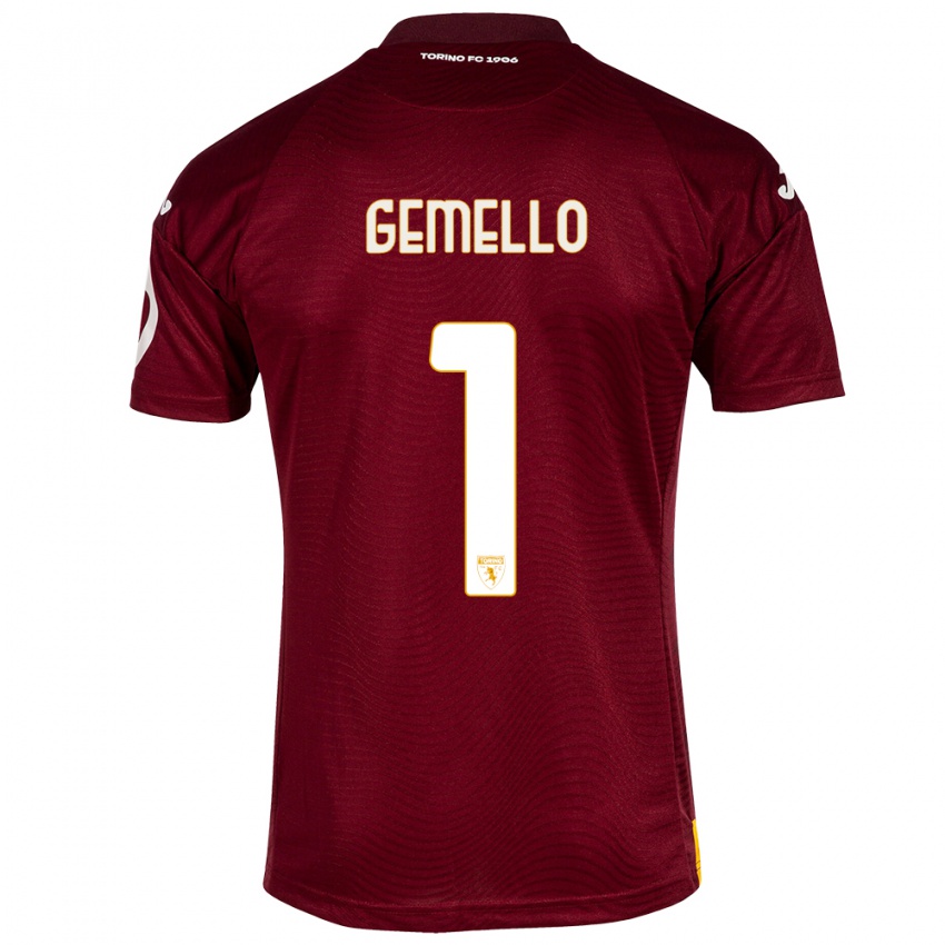 Børn Luca Gemello #1 Mørkerød Hjemmebane Spillertrøjer 2023/24 Trøje T-Shirt