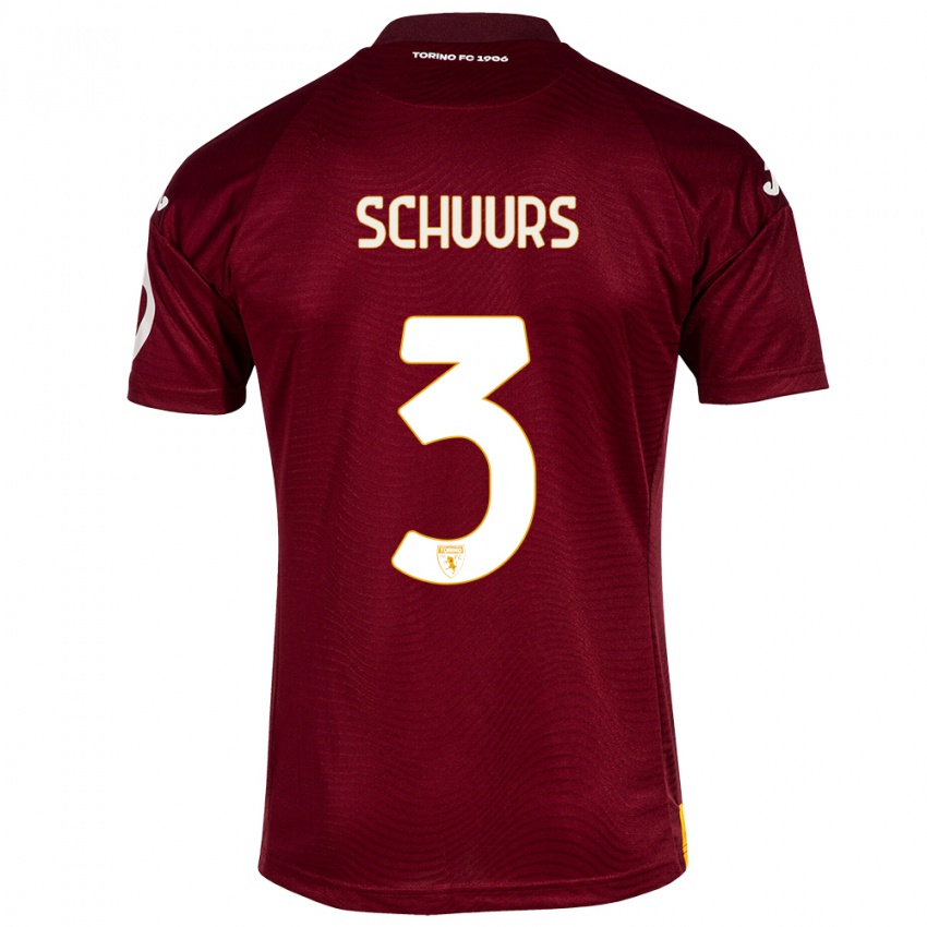 Børn Perr Schuurs #3 Mørkerød Hjemmebane Spillertrøjer 2023/24 Trøje T-Shirt