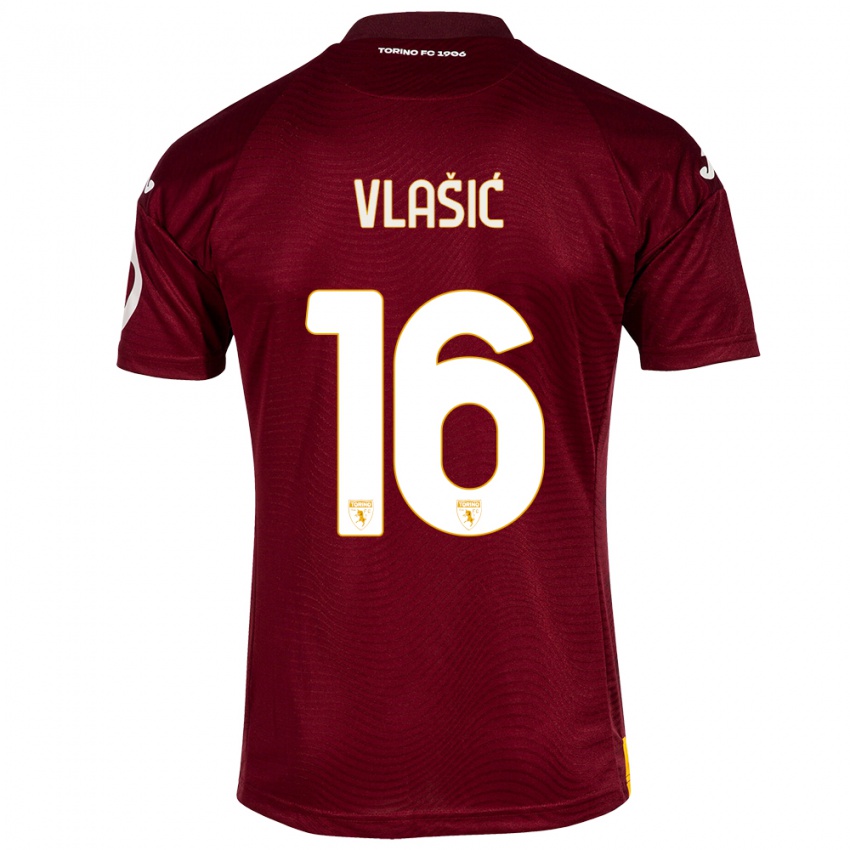 Børn Nikola Vlasic #16 Mørkerød Hjemmebane Spillertrøjer 2023/24 Trøje T-Shirt