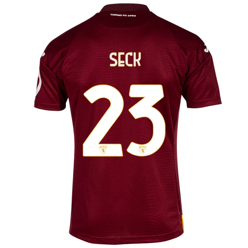 Børn Demba Seck #23 Mørkerød Hjemmebane Spillertrøjer 2023/24 Trøje T-Shirt