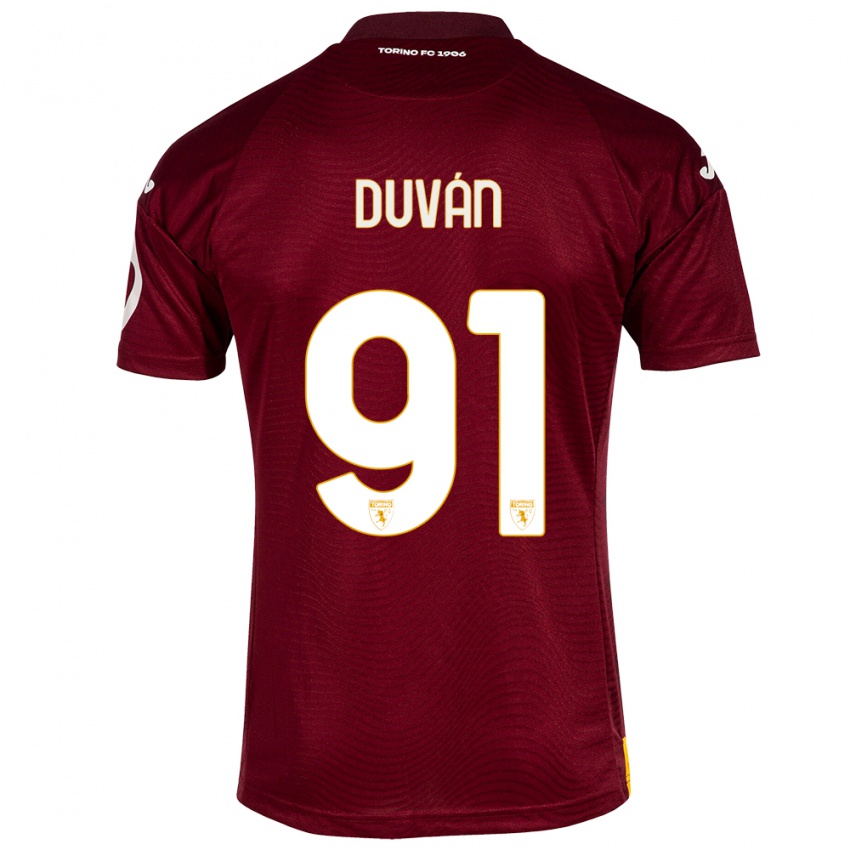 Børn Duván Zapata #91 Mørkerød Hjemmebane Spillertrøjer 2023/24 Trøje T-Shirt