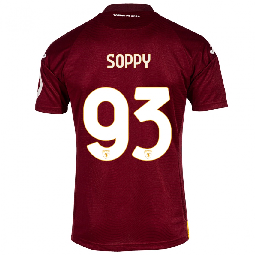 Børn Brandon Soppy #93 Mørkerød Hjemmebane Spillertrøjer 2023/24 Trøje T-Shirt
