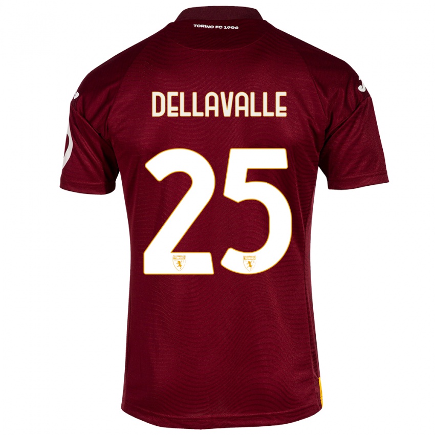 Børn Alessandro Dellavalle #25 Mørkerød Hjemmebane Spillertrøjer 2023/24 Trøje T-Shirt