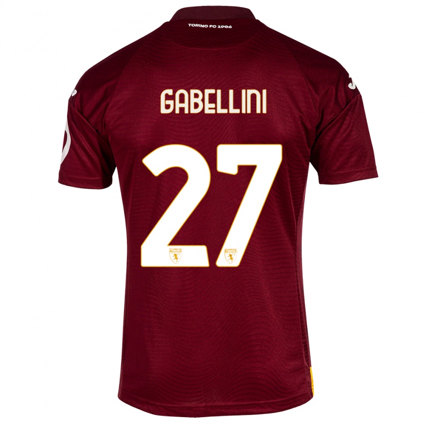 Børn Tommaso Gabellini #27 Mørkerød Hjemmebane Spillertrøjer 2023/24 Trøje T-Shirt
