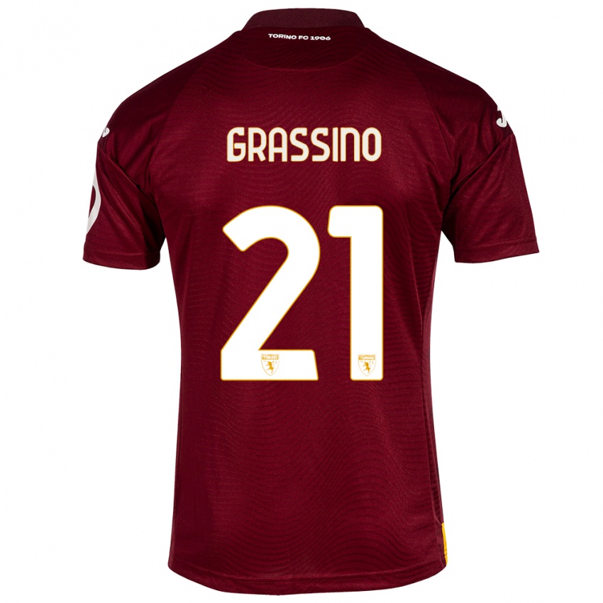 Børn Giulia Grassino #21 Mørkerød Hjemmebane Spillertrøjer 2023/24 Trøje T-Shirt