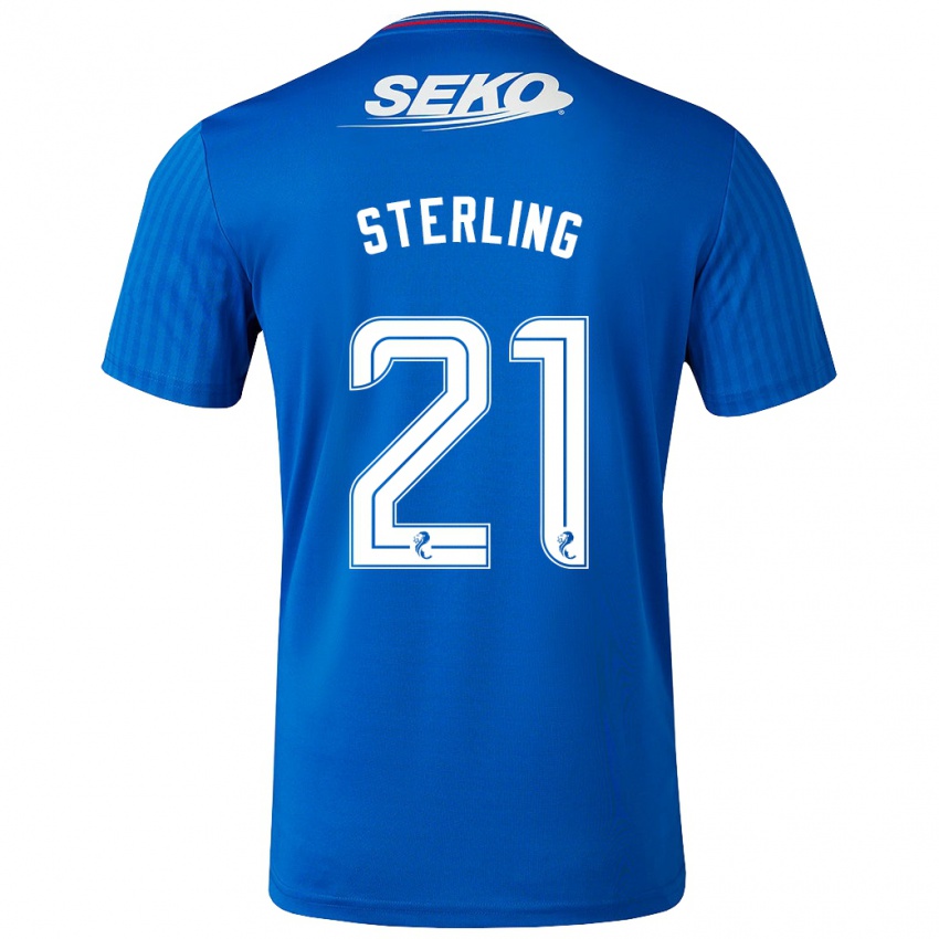 Børn Dujon Sterling #21 Blå Hjemmebane Spillertrøjer 2023/24 Trøje T-Shirt