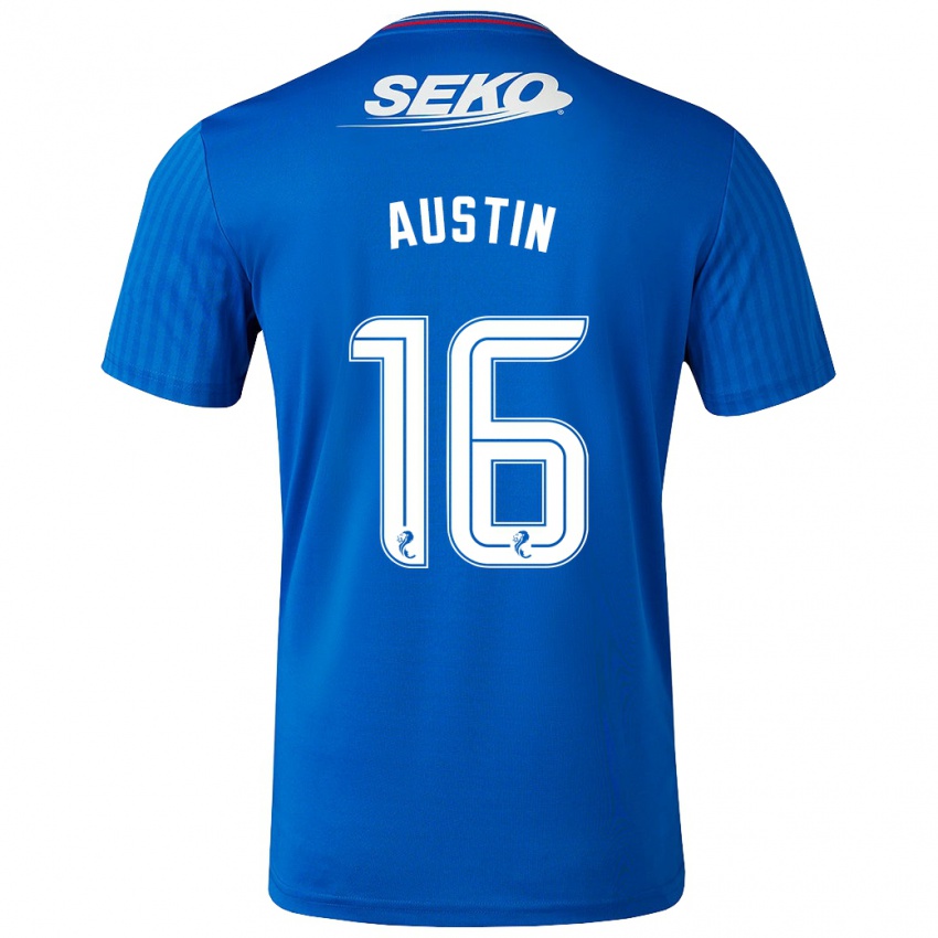 Børn Eilidh Austin #16 Blå Hjemmebane Spillertrøjer 2023/24 Trøje T-Shirt