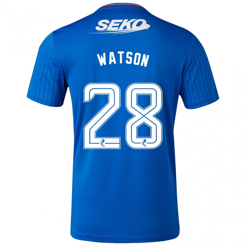 Børn Emma Watson #28 Blå Hjemmebane Spillertrøjer 2023/24 Trøje T-Shirt