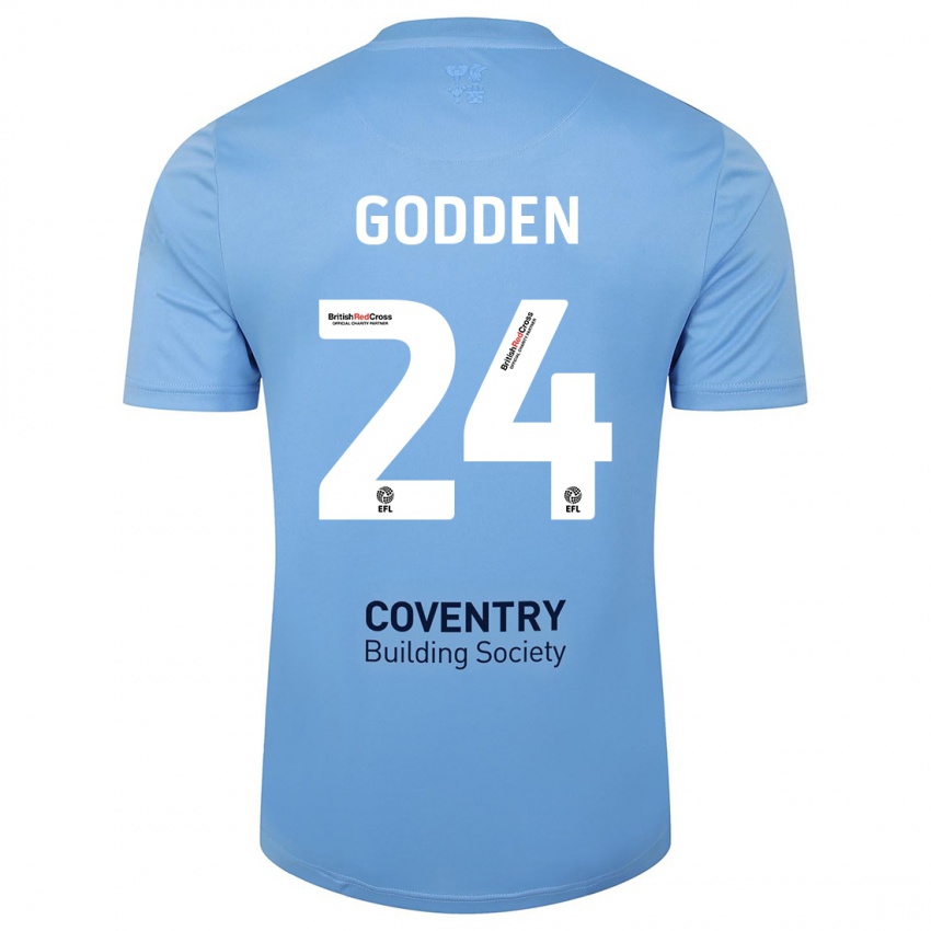 Børn Matt Godden #24 Himmelblå Hjemmebane Spillertrøjer 2023/24 Trøje T-Shirt