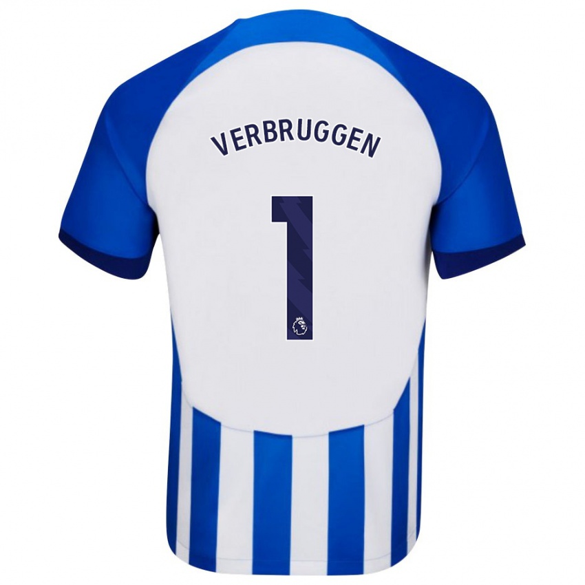 Børn Bart Verbruggen #1 Blå Hjemmebane Spillertrøjer 2023/24 Trøje T-Shirt