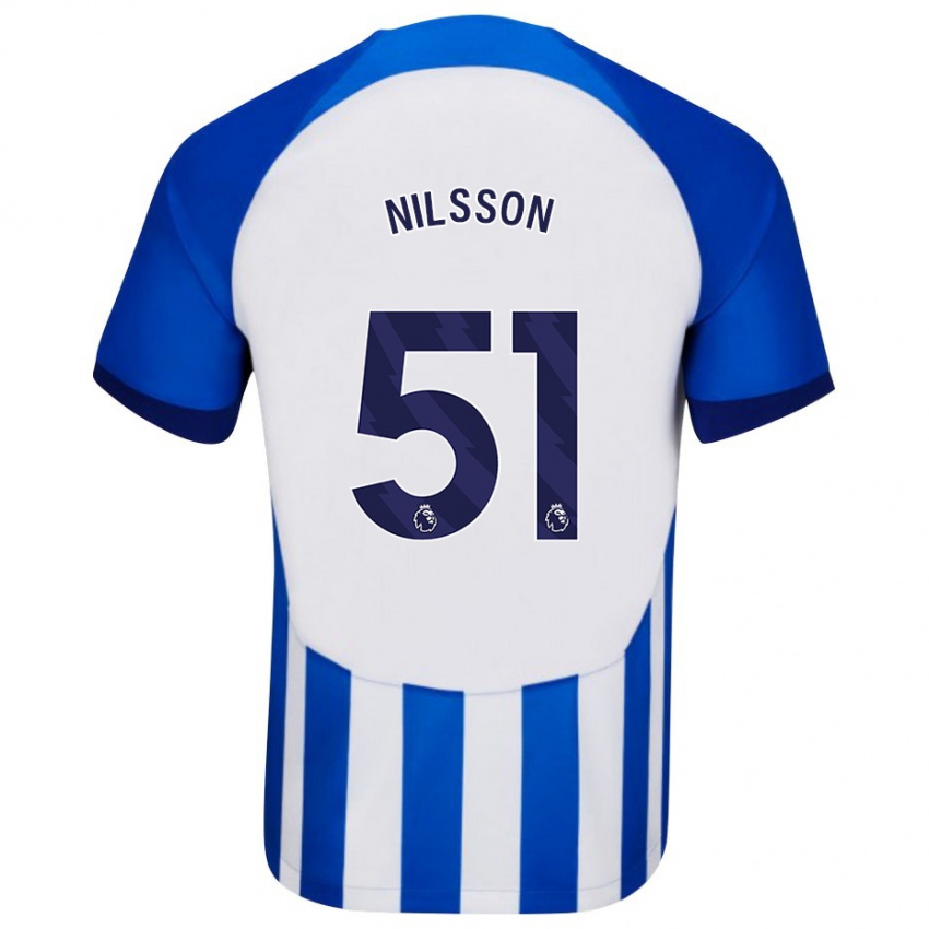 Børn Casper Nilsson #51 Blå Hjemmebane Spillertrøjer 2023/24 Trøje T-Shirt