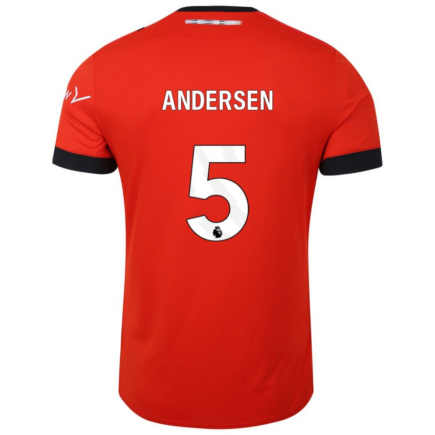 Børn Mads Andersen #5 Rød Hjemmebane Spillertrøjer 2023/24 Trøje T-Shirt